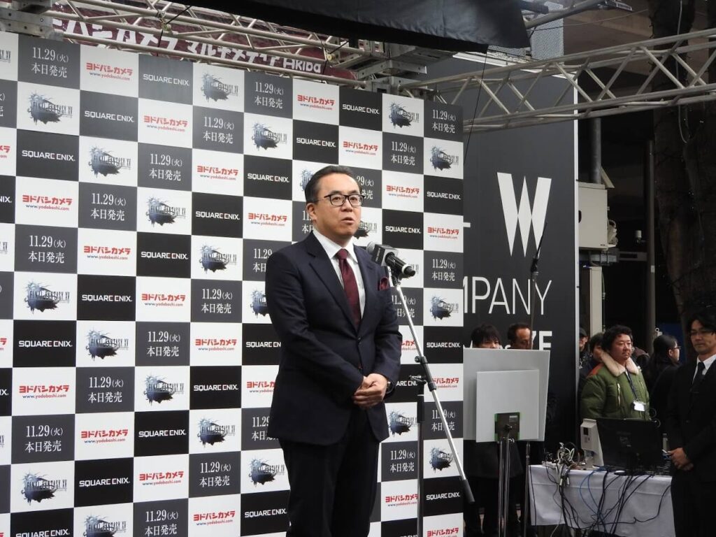 Yosuke Matsuda, CEO of Square Enix, at the Final Fantasy XV launch in Tokyo in 2016.