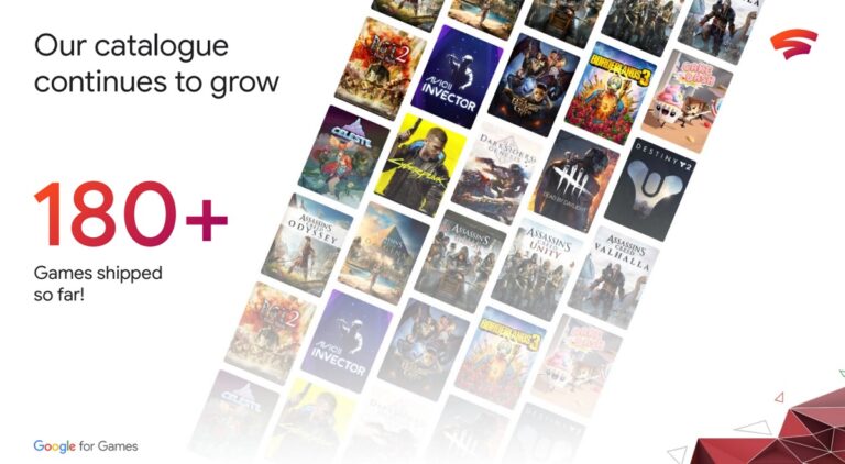 Google Stadia has 180 games now in its cloud gaming service.