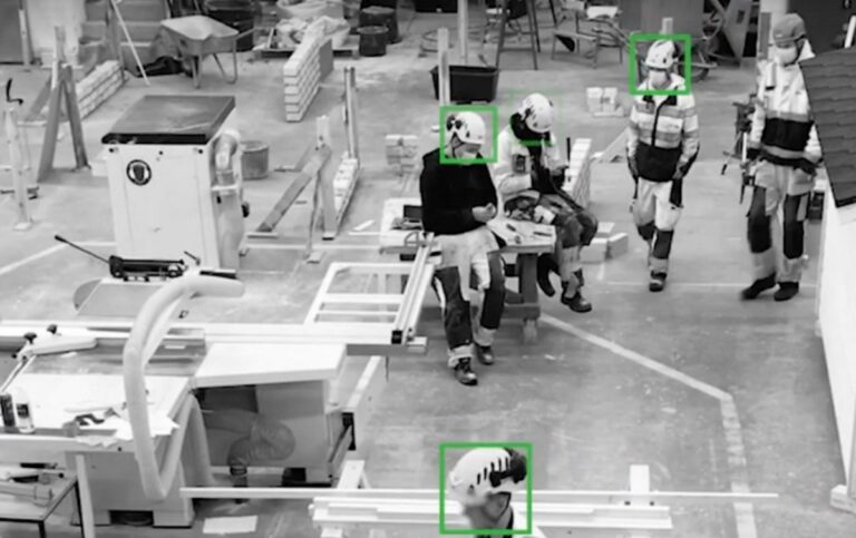 Example of a smart camera identifying that a helmet is being worn.