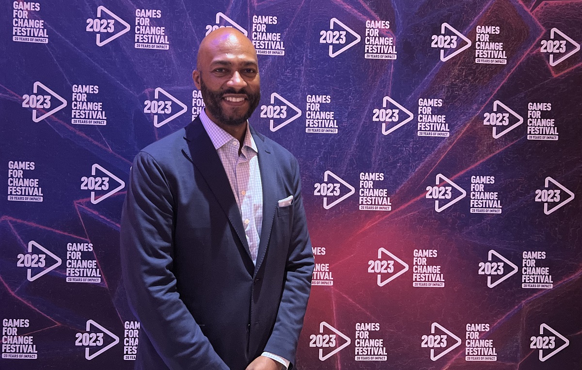 Stanley Pierre-Louis, CEO of the Entertainment Software Association, at Games for Change 2023.