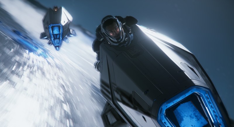 Nox's race across Yela in Star Citizen.