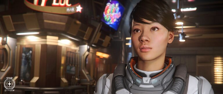 Playable female character in Star Citizen.