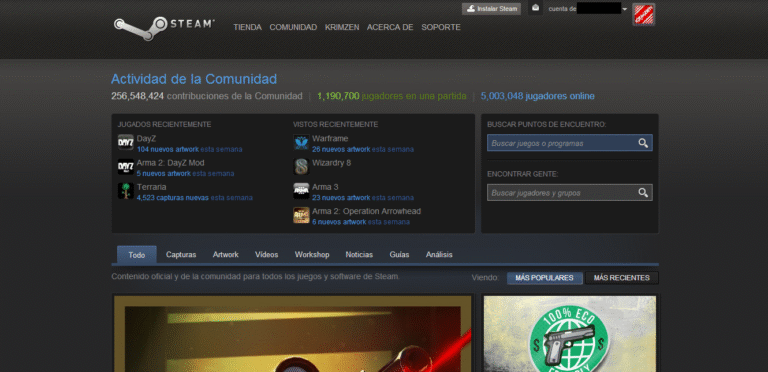 Steam in Spanish.