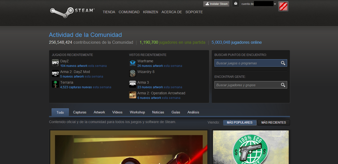 Steam in Spanish.