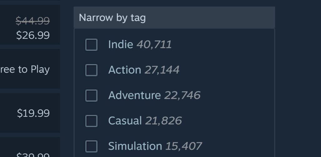 Steam has over 40,000 ‘indie’ games, and this is fine