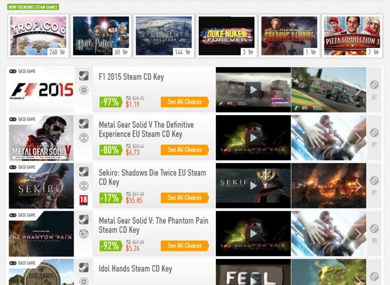 Buying Steam keys on a third-party site.