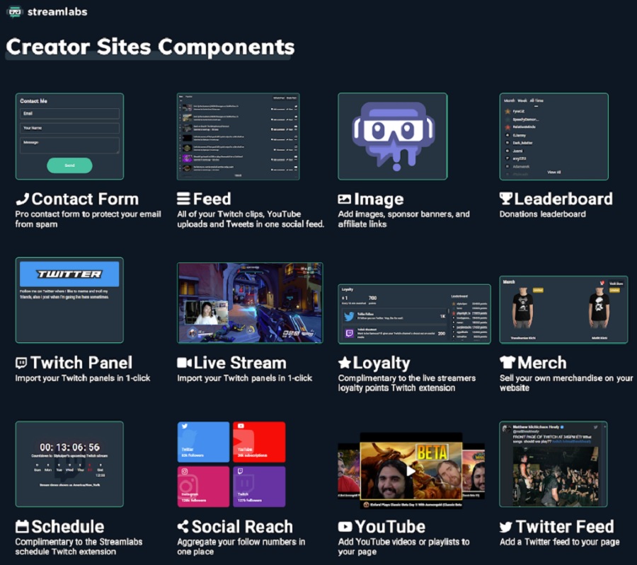 Creator Sites lets streamers build a web site easily.