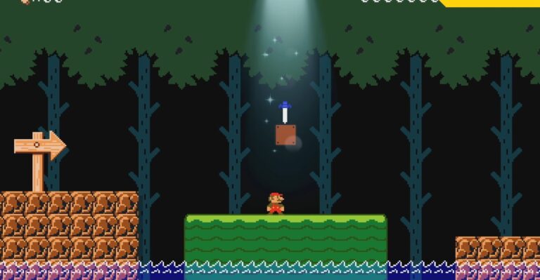 The Master Sword in Super Mario Maker 2.