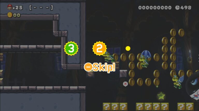 Skipping a level in Super Mario Maker 2.