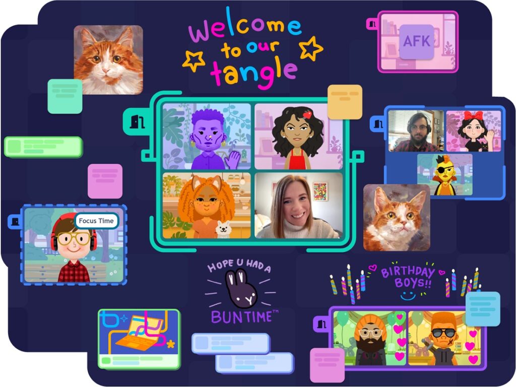 Tangle is a virtual workplace designed to reduce meetings and stress.