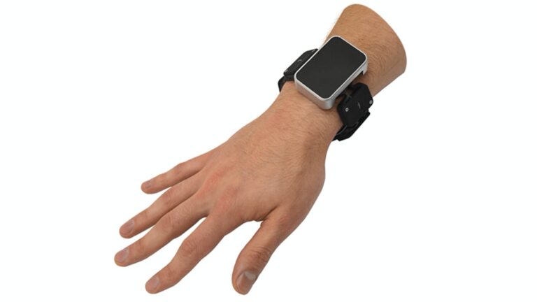 Facebook's prototype Tasbi haptic feedback wristband.