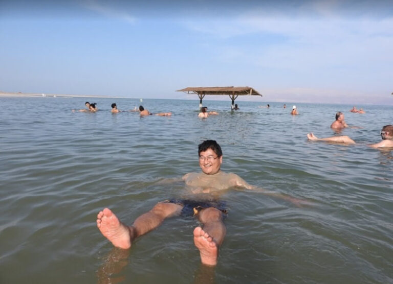 Floating in the Dead Sea during another time.