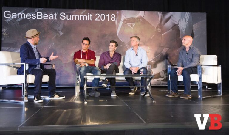 (Left to right) The Leisure Economy panelists: Adam Sessler, Co-Founder of Spiketrap; Jon "Neverdie" Jacobs, CEO of Neverdie Studios; Gio Hunt, EVP & Executive Producer of Platform Technology & Experiences at Blizzard Entertainment; Philip Rosedale, Founder & CEO of High Fidelity; Craig Donato, CBO at Roblox