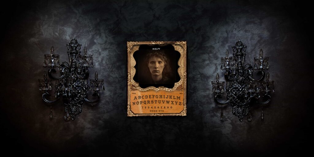The Black Widow gives you a Ouija board to talk to the spirit of a murderer