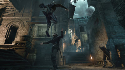The thief Garrett attacks guard