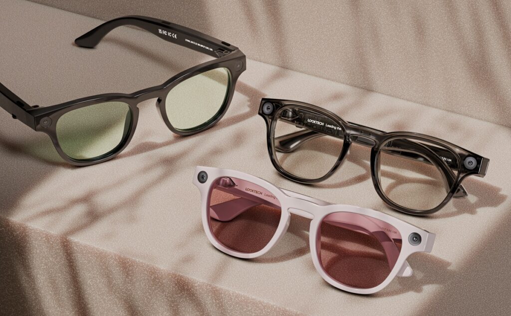 Looktech's AI glasses come in three colors and have 14 hours of battery life.