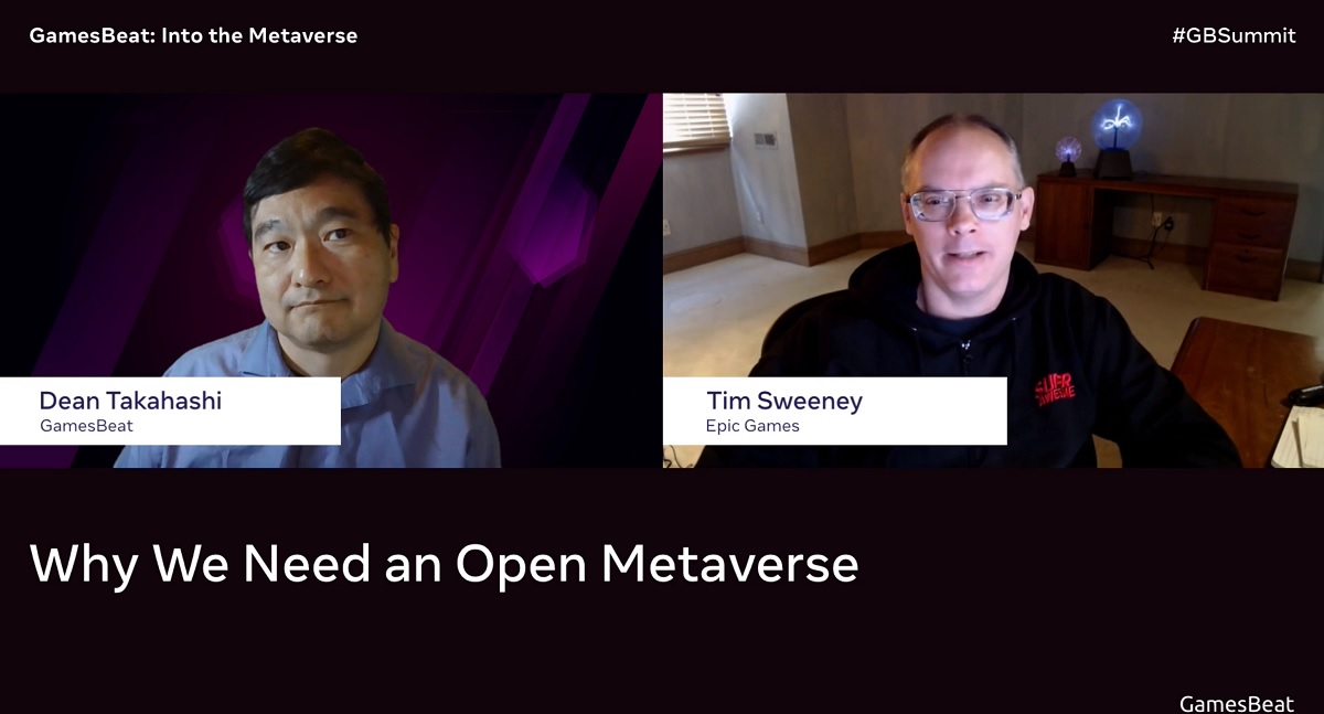 Tim Sweeney (right), CEO of Epic Games, talks with Dean Takahashi at GamesBeat Summit: Into the Metaverse