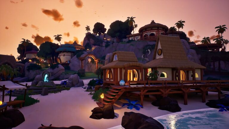 Village at sunset in Voyagers of Nera.