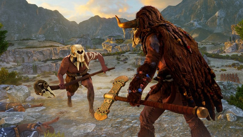 The Cyclops battles the Minotaur in Total War Saga: Troy.