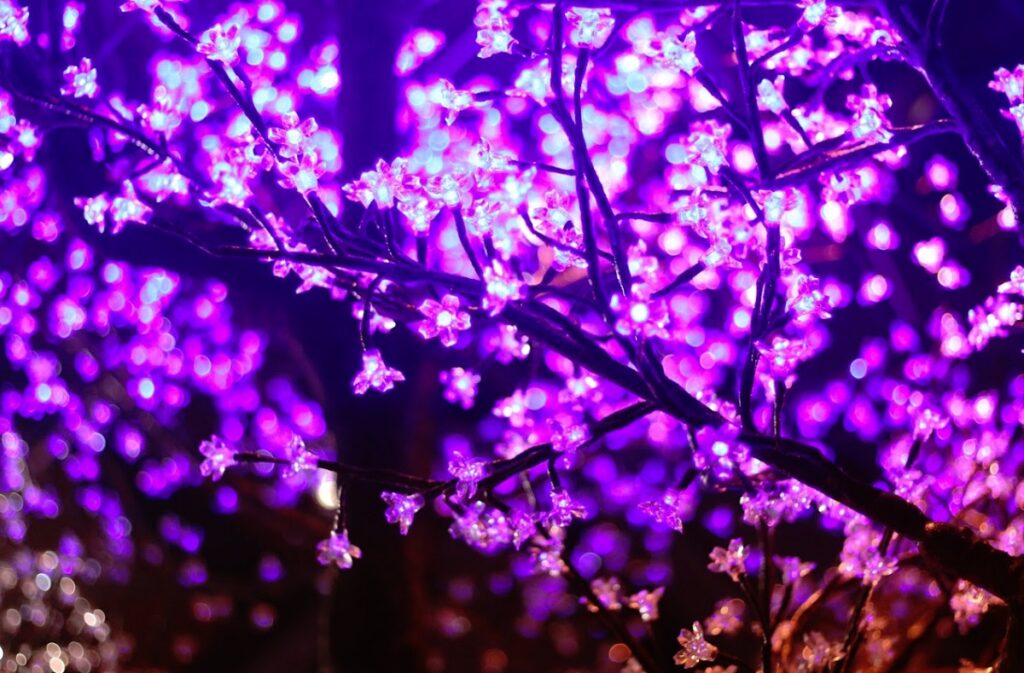 A close-up of Two Bit Circus' artificial tree.