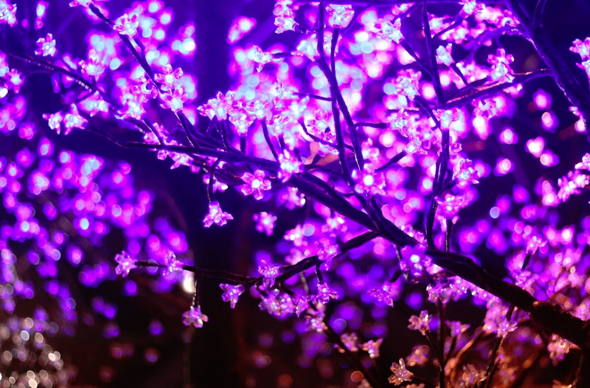 A close-up of Two Bit Circus' artificial tree.