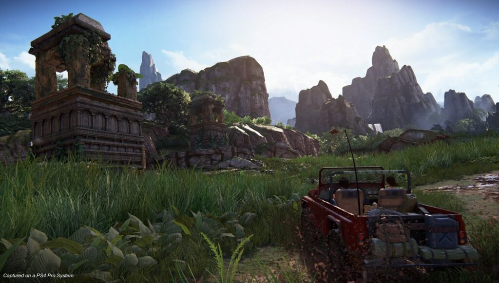 Uncharted: The Lost Legacy features a vast level where you can roam with your jeep