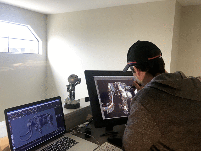 An artist working on