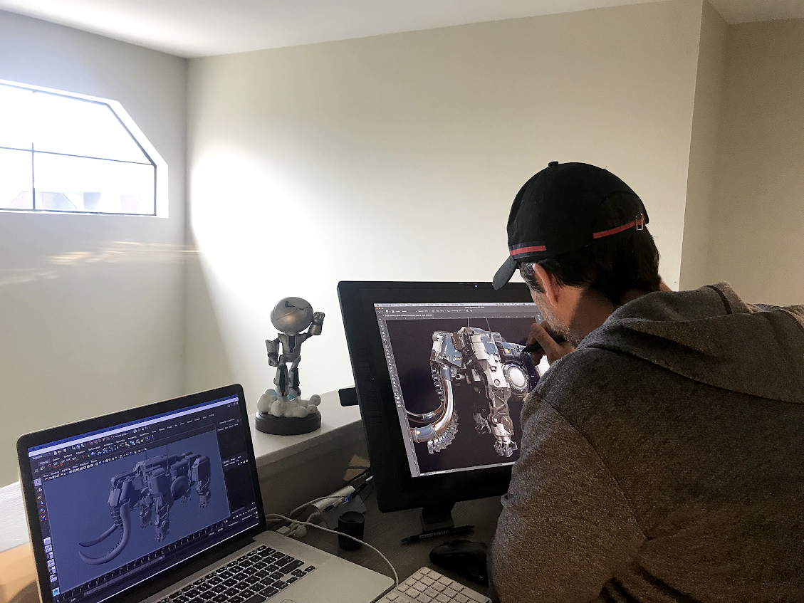 An artist working on