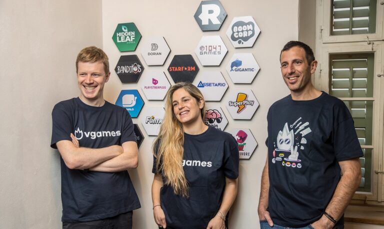 The VGames team. Founder Eitan Reisel is on the right.