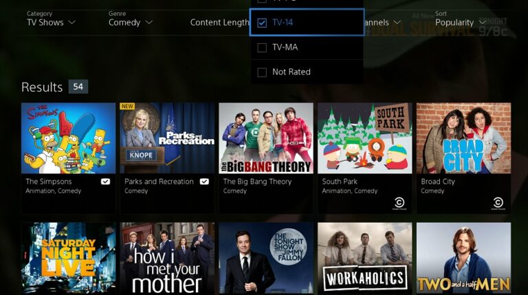 PlayStation Vue demo screen.