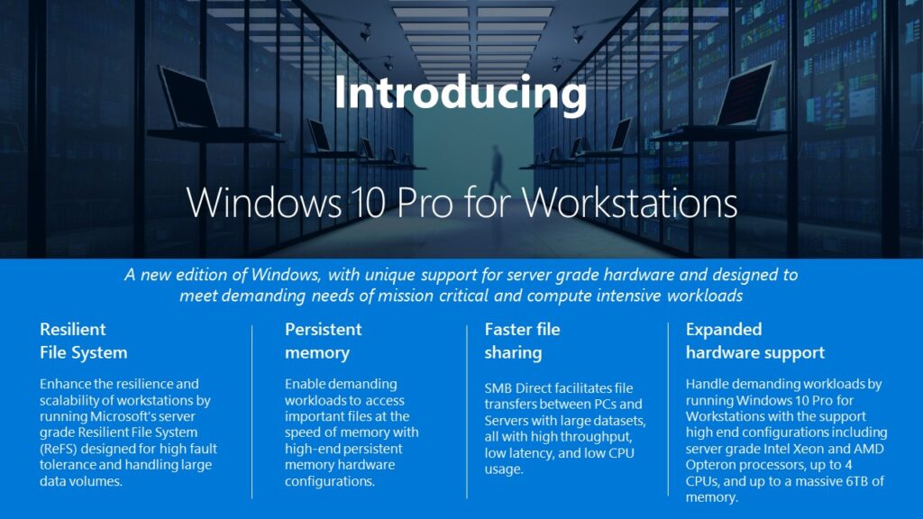 Microsoft’s Windows 10 Pro for Workstations is aimed at power users