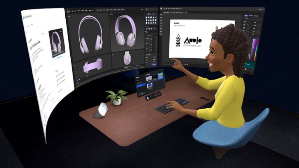 Meta Horizon Workroom lets you work with multiple monitors in VR.