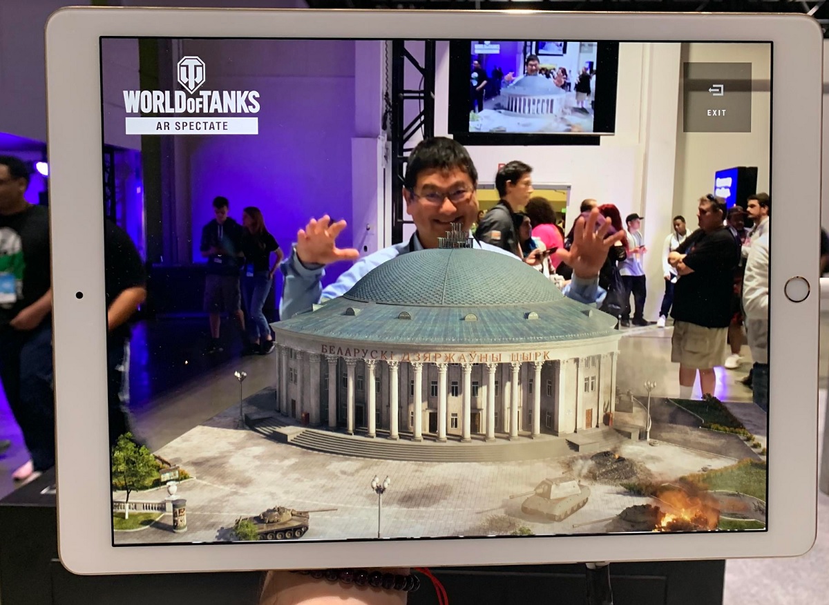 Dean Takahashi inside World of Tanks AR Spectate.
