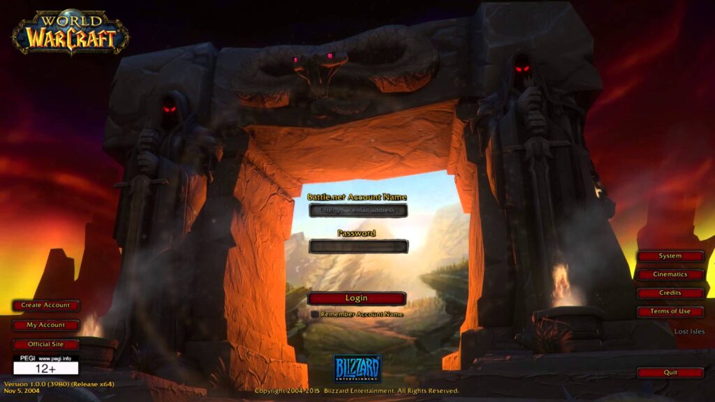 WoW's original login screen.