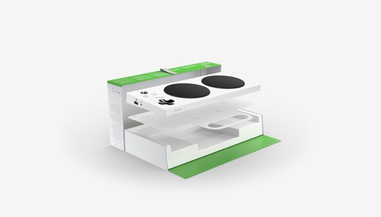 The packaging for the Xbox Adaptive Controller.