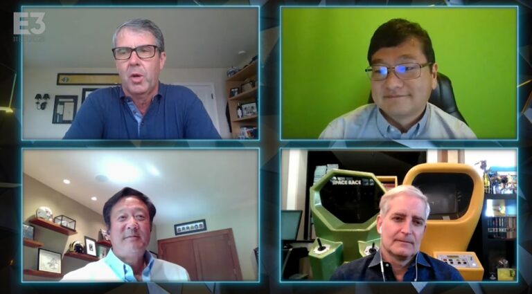 Clockwise: Robbie Bach, Dean Takahashi, Ed Fries, and Shane Kim.