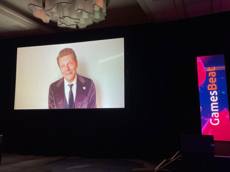 Sam Lake accepts the Visionary Award at GamesBeat Summit 2024.