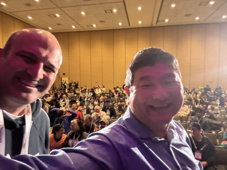 Amir Satvat (left) and Dean Takahashi at GDC panel.