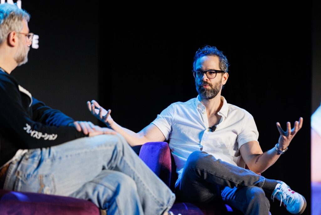 Neil Druckmann speaks about creativity with Cory Barlog at the Dice Summit.