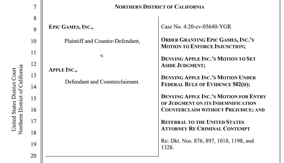 Epic Games won a legal victory as a federal jdge said Apple violated a court order.