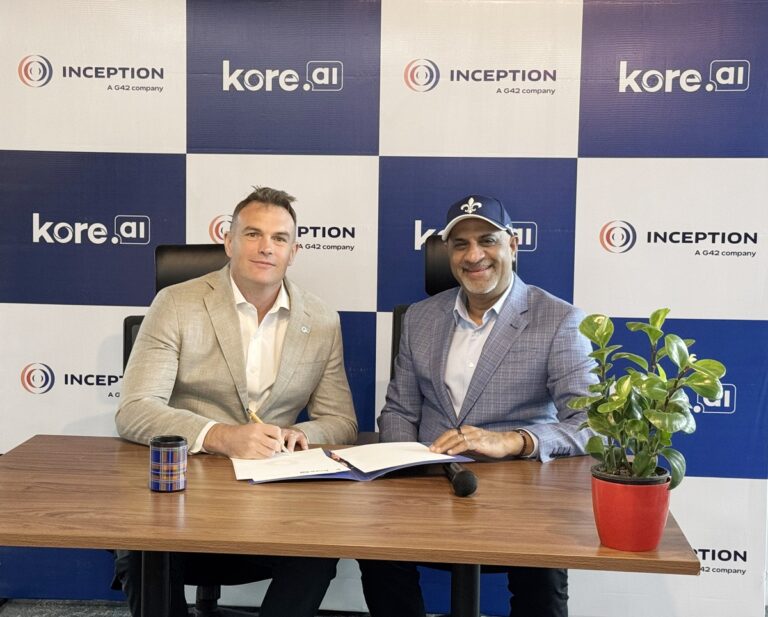 Andrew Jackson, CEO of Inception, a G42 company, Raj Koneru, CEO and Founder of Kore.ai
