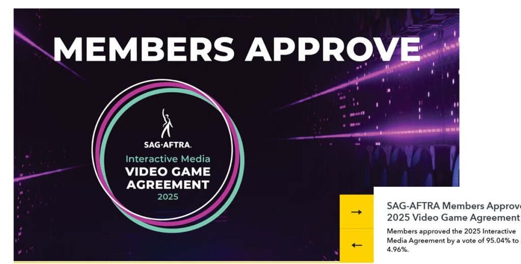 SAG-AFTRA union members approve end of strike with game firms over AI