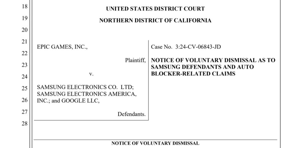 Epic Games settles antitrust litigation with Samsung over store policies