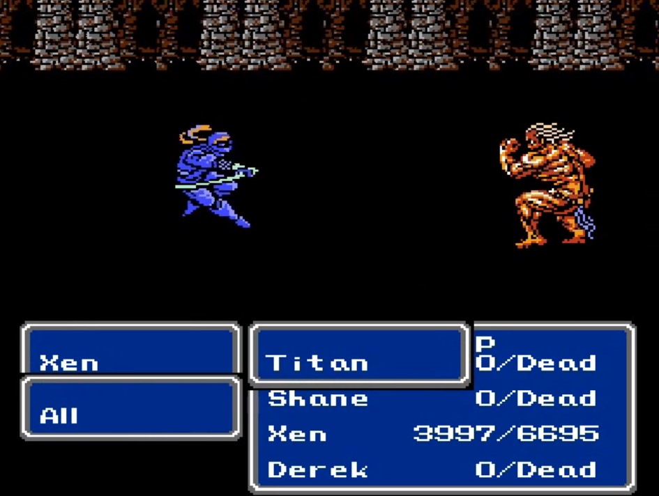 Summoning Titan in Final Fantasy III on NES.