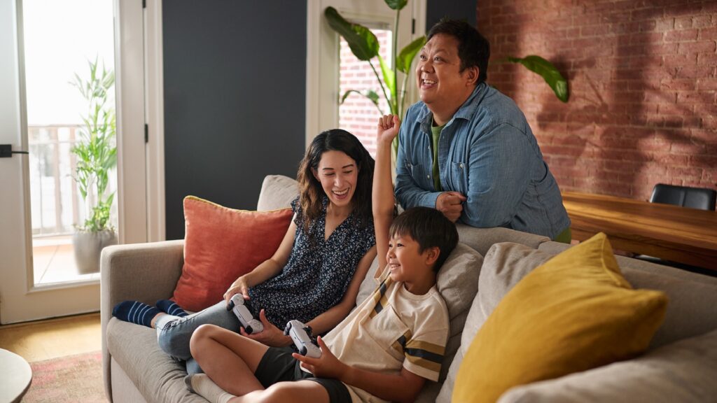 A family enjoying video games.