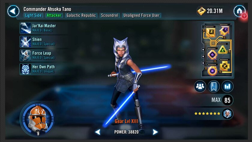 Ahsoka Tano in Star Wars: Galaxy of Heroes. Source: Capital Games