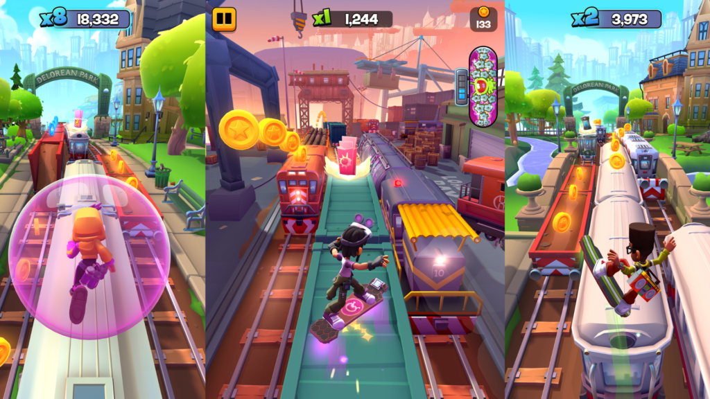 Subway Surfers City gameplay screenshot collage
