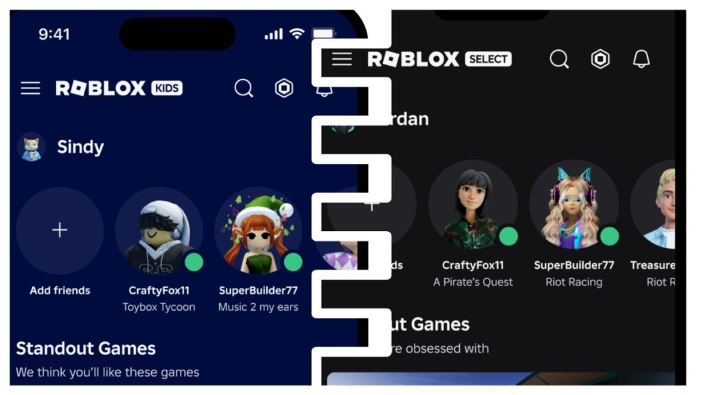 Roblox kids and select